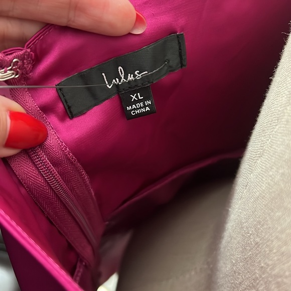 Causing Commotion Magenta Satin Cowl Asymmetrical Mini Dress - Picture 7 of 9